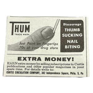 Mini Vintage Print Ad Thum Thumb Sucking Nail Biting Prevention Office Decor 196
